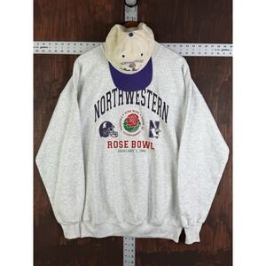 Northwestern Wildcats 1996 NCAA Rose Bowl Crewneck Sweatshirt + Hat Bundle XL‎